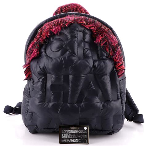 Chanel Doudoune Backpack Embossed Nylon with Tweed 